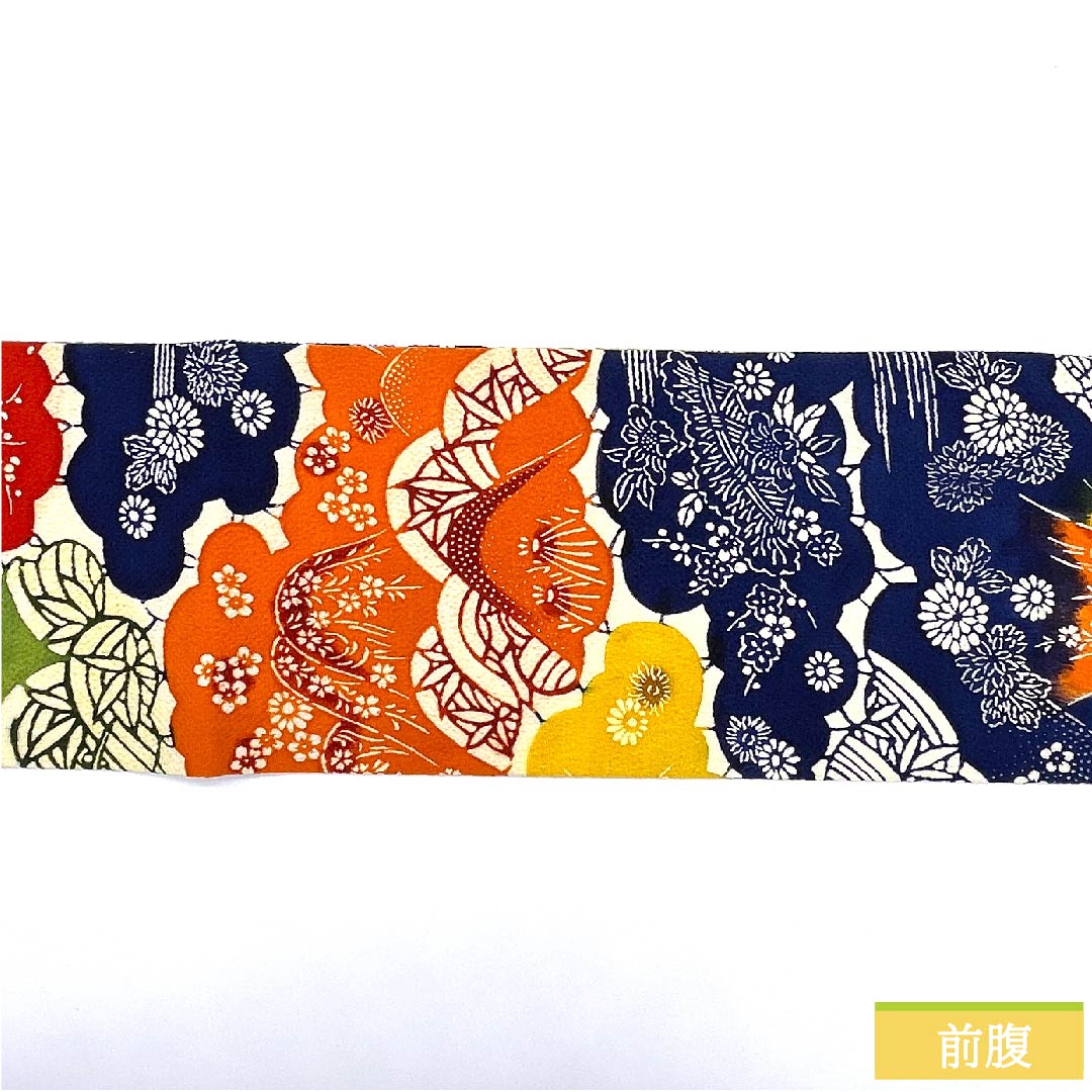 名古屋帯 鉄葡萄色 京紅型 古典柄 花 植物様 帯丈375cm 正絹 Sランク 六通 カジュアル 青系 1124005312317  名古屋仕立て