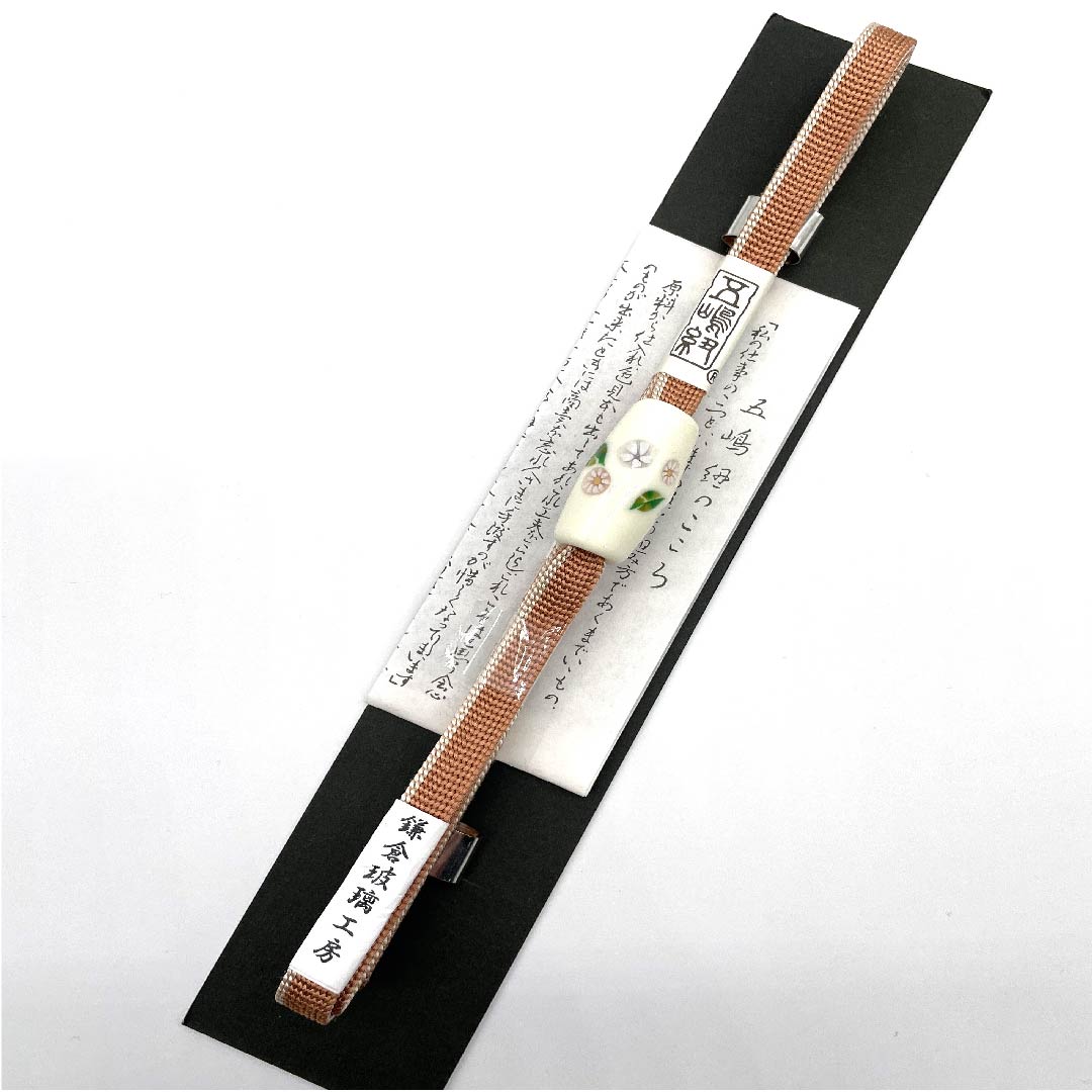 (New old stock) Silk obi-jime (sash fastener) 3-minute string, camel color, Goshima string, Kamakura Glass Workshop, with obi fastener, length approx. 130cm, width approx. 1cm, casual, S rank, orange, 1135000132326