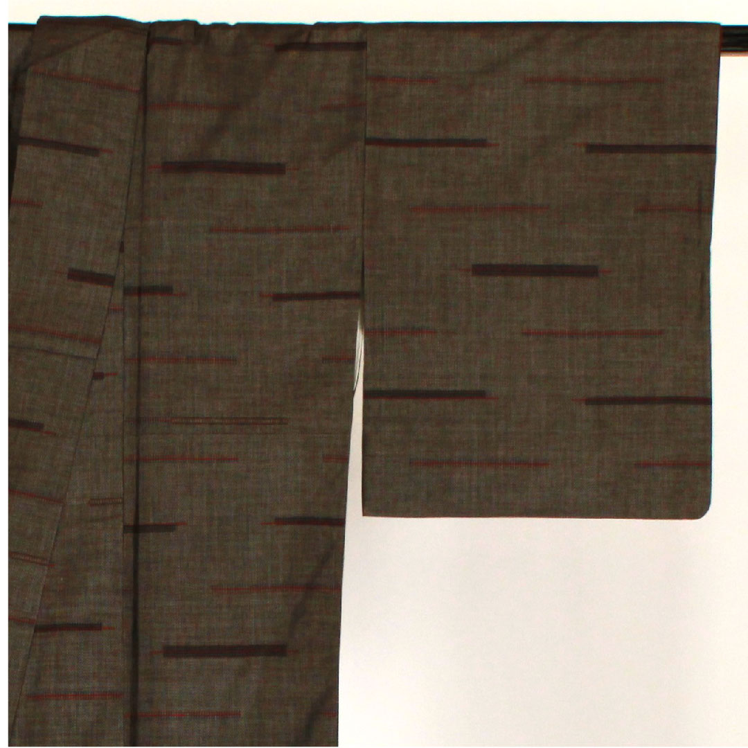 大島紬 身丈163cm 裄丈66cm 経緯絣 幾何学模様 正絹 Sランク 袷 茶系 1116001182414