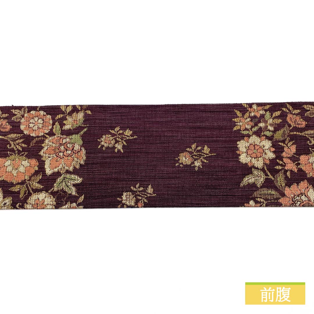 名古屋帯 二人静色（ふたりしずかいろ） 唐織 更紗模様 帯丈365cm 正絹 Sランク 六通 カジュアル 紫系 1124006882320 名古屋仕立て