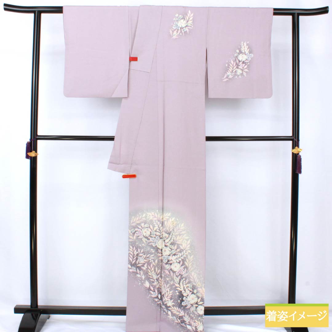 訪問着 正絹 Sランク 袷 身丈165cm 裄丈64.5cm 蒲萄色（えびいろ） 京友禅 辻ヶ花 紫系 1112007222520