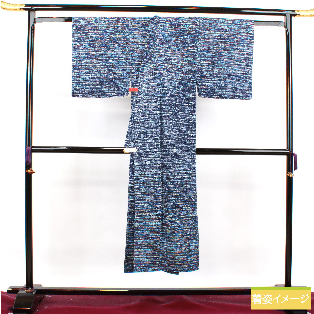 浴衣 木綿 身丈143.5cm 裄丈63.5cm Sランク 単衣 紺系 濃紺色（のうこんいろ） 男物 幾何学模様 1118004882418