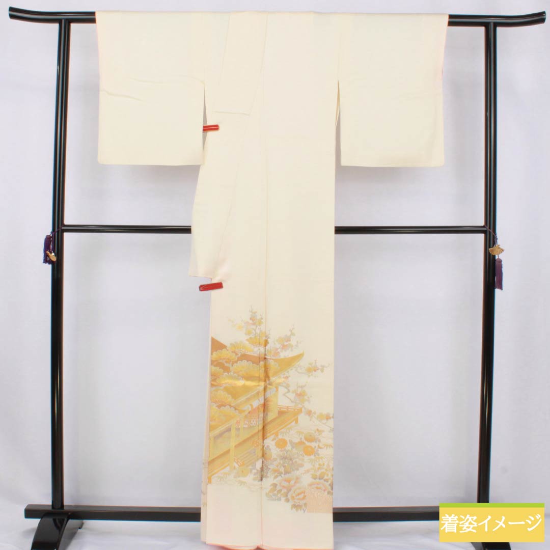 リサイクル着物】色留袖 正絹 Sランク 身丈160cm 裄丈60.5cm 袷 乳白色