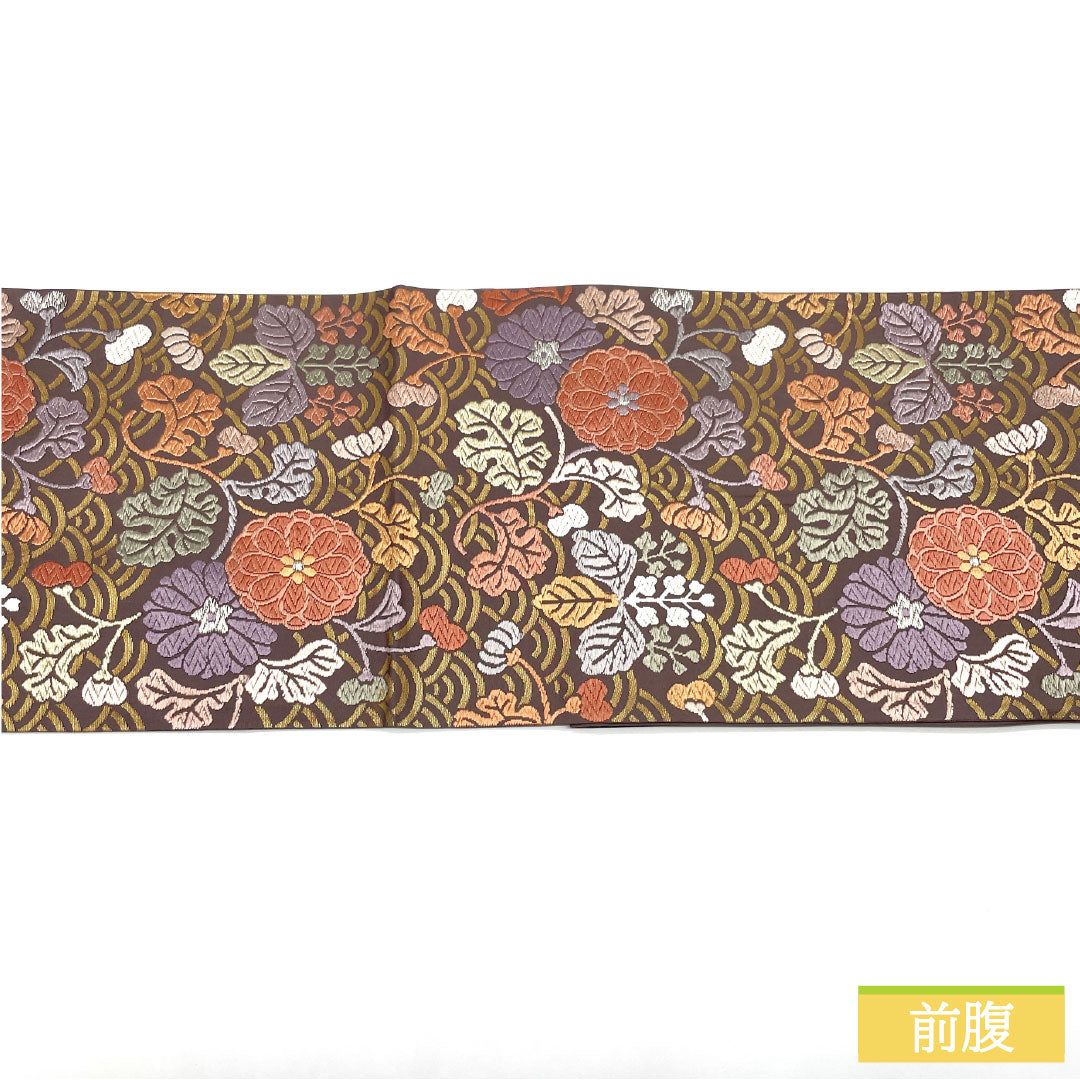 袋帯 正絹 Aランク 紅消鼠色（べにけしねずいろ） 唐織 慶長柄   帯丈424cm 六通 セミフォーマル 紫系 1123016543320