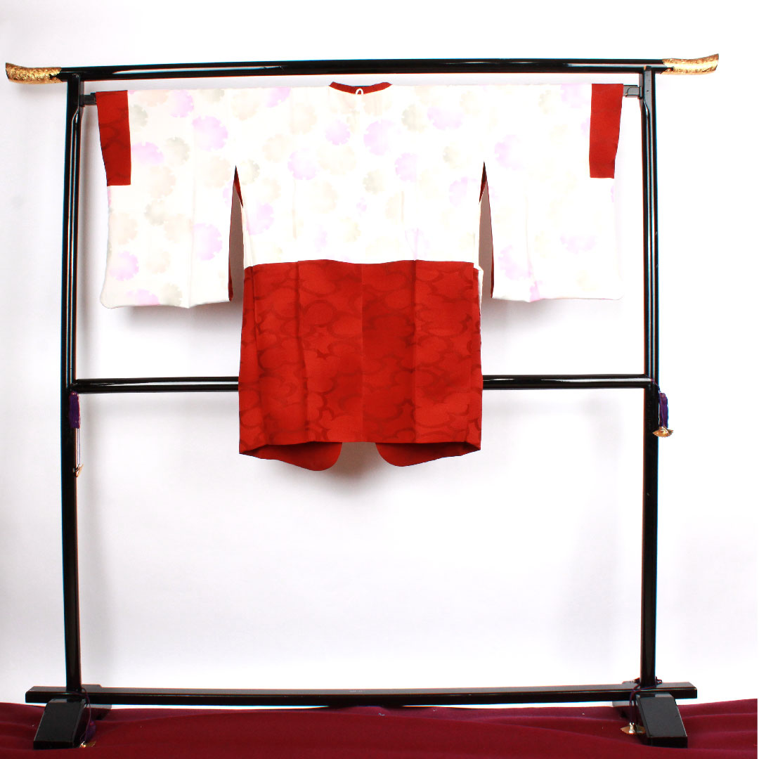 道行コート 身丈95cm 裄丈68.5cm 猩々茶色  ボカシ模様 正絹 Sランク 袷 朱系 1117000402916