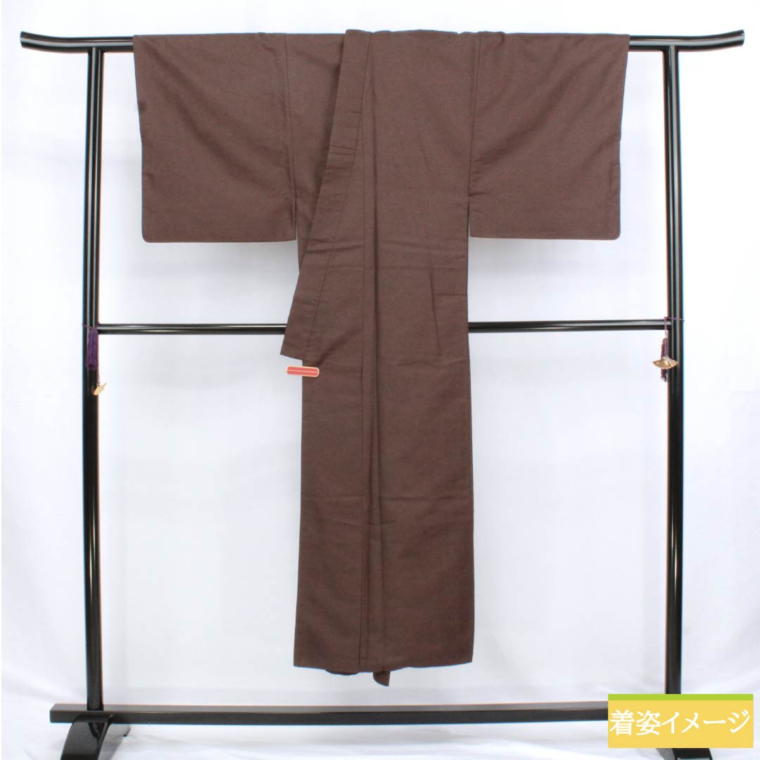 男物 正絹 Sランク 身丈143cm 裄丈66cm  焦色（こがれいろ） 紬地 アンサンブル 袷 茶系 1119001022414