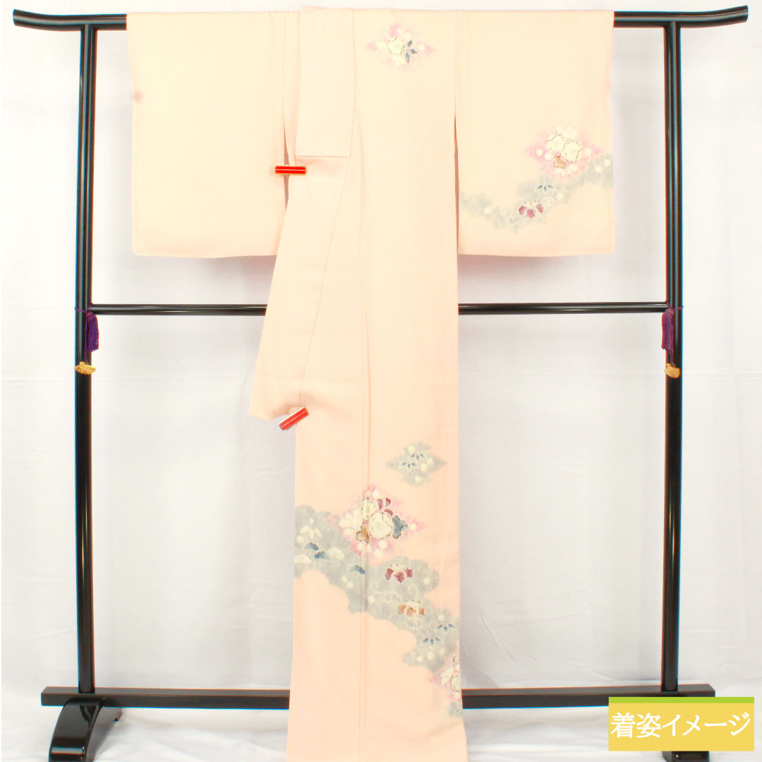 訪問着 正絹 袷 身丈158cm 裄丈67cm 乙女色（おとめいろ） 京友禅 辻ヶ花 Sランク ピンク系 1112005192313
