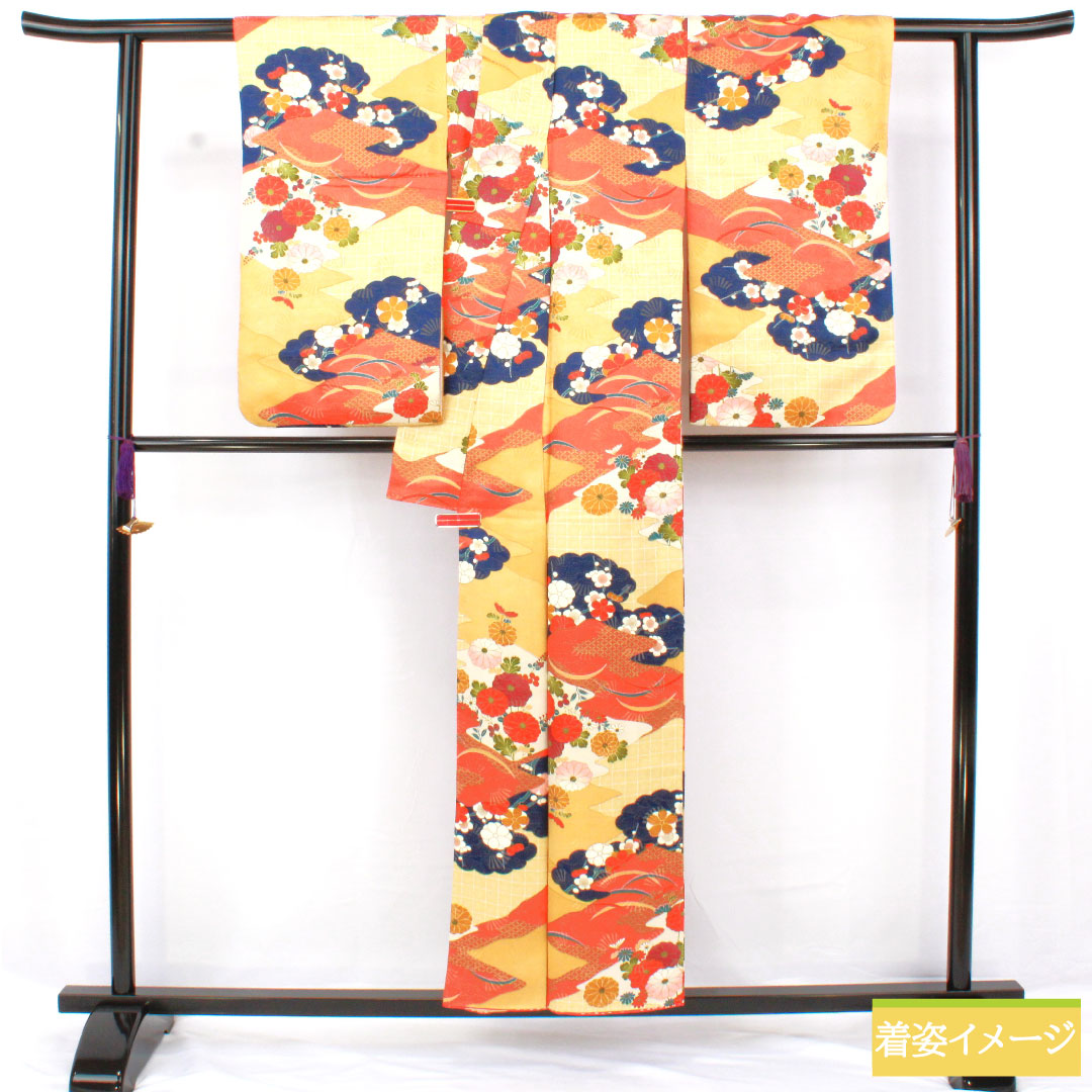 小紋 正絹 身丈153cm 裄丈62cm 袷 京友禅 吉祥文様 Aランク グラデーション系 1115004493299