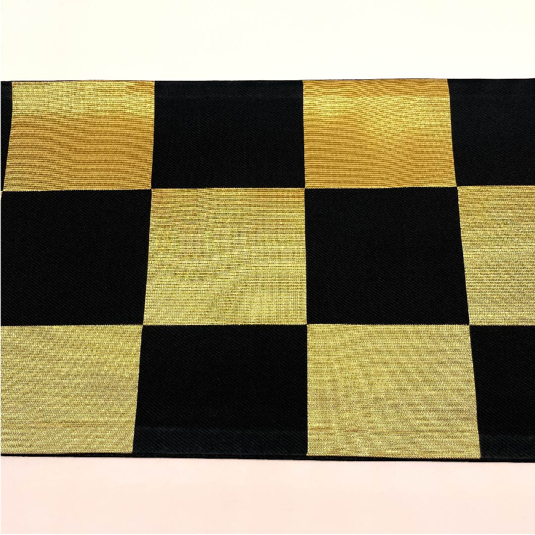 袋帯 金色 振袖用 市松 帯丈440cm 正絹 Sランク 六通 フォーマル 金系 1123006432321