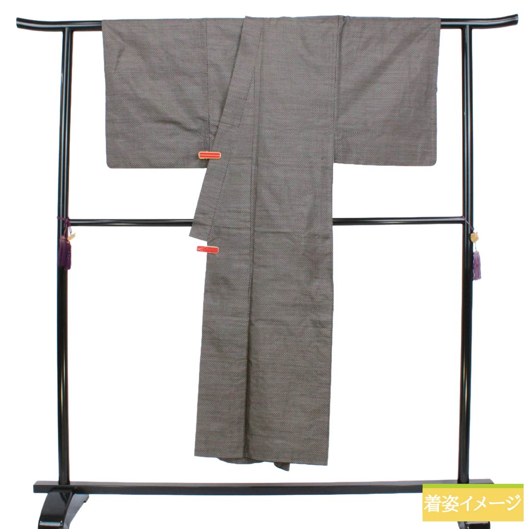 男物 正絹 Sランク 身丈145.5cm 裄丈68cm 大島紬 100亀甲 泥染め 袷 茶系 1119002342414