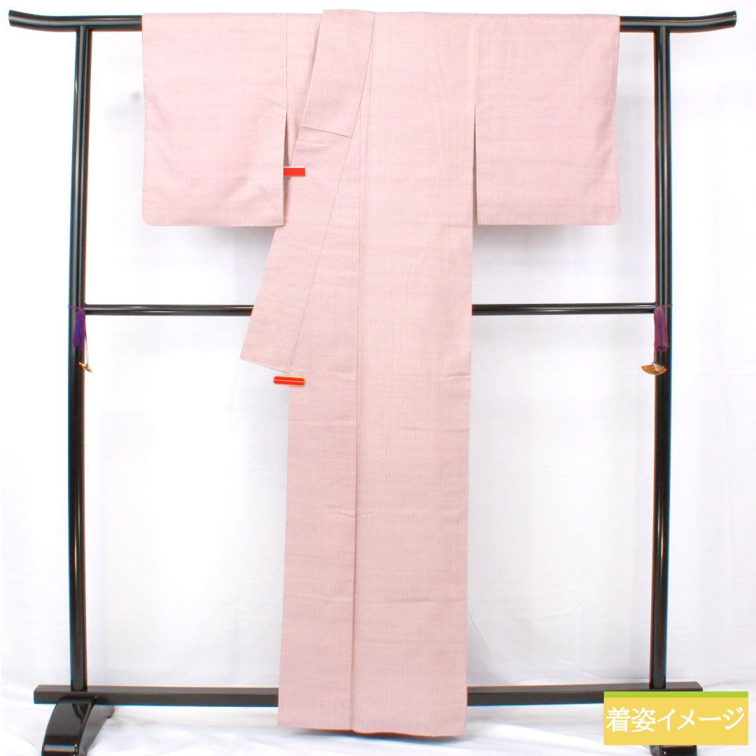 色無地 正絹 身丈163cm 裄丈64cm 蒼白色（そうはくしょく） 紬地 一つ紋 中陰五三桐 袷 Sランク 紫系 1114001812420