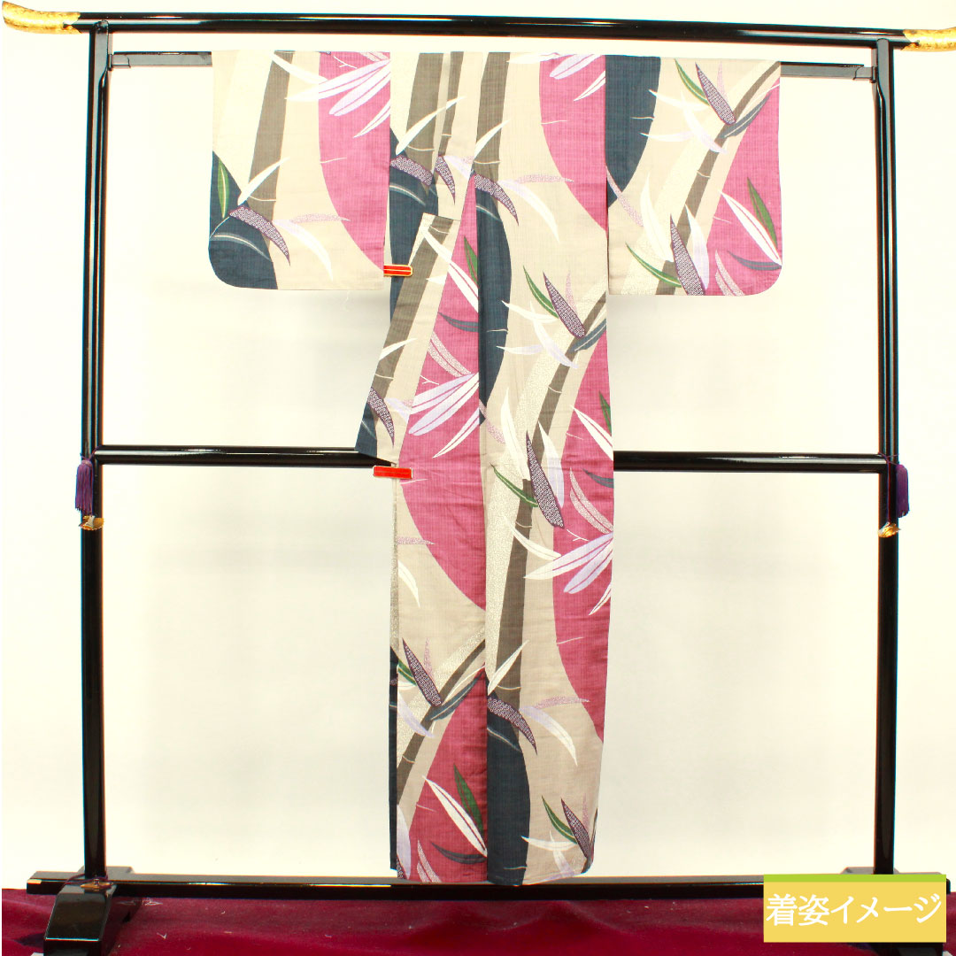 Yukata Cotton Length 152cm Sleeve length 65cm S rank Single layer Gradient Bamboo 1118004722299