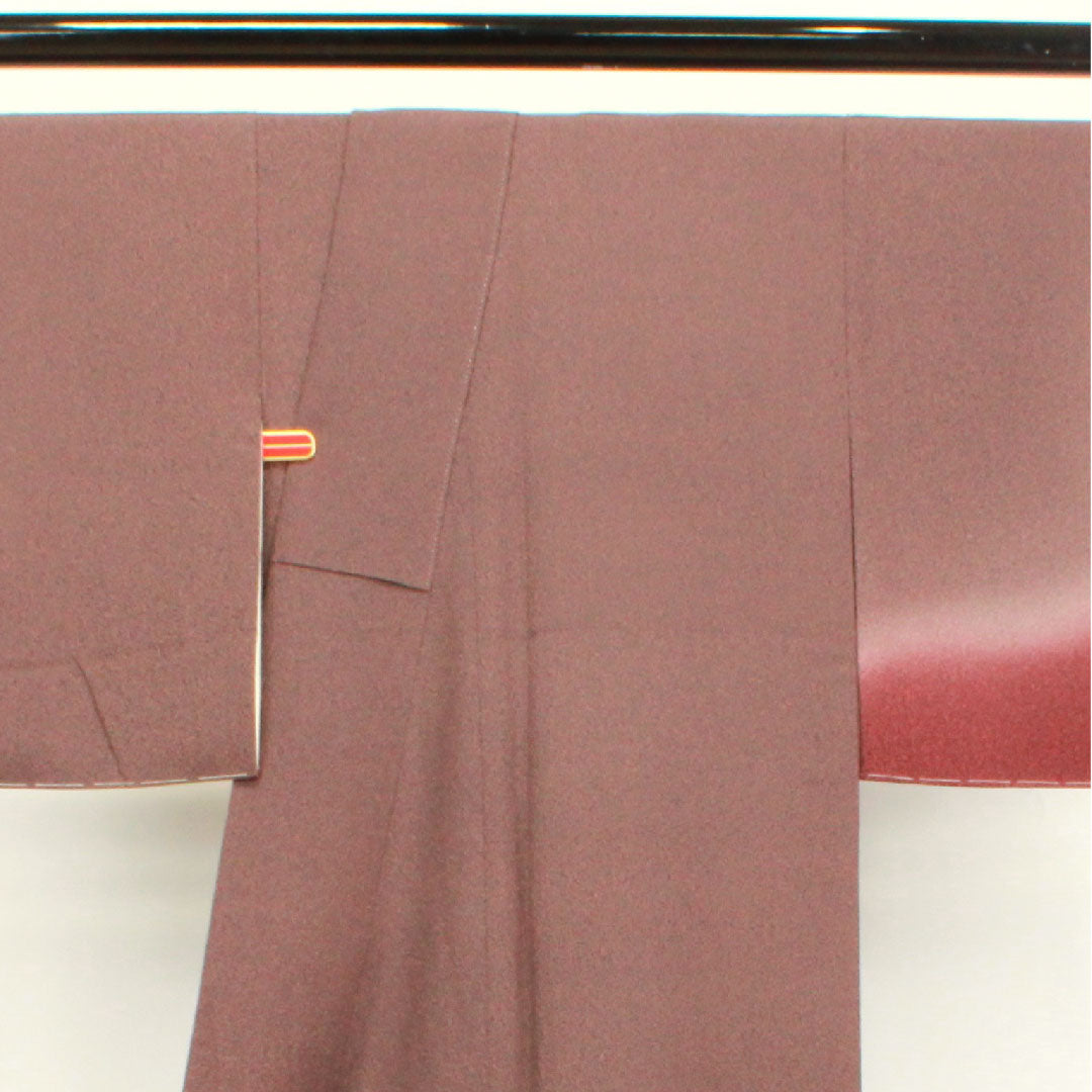 訪問着 袷 身丈158.5cm 裄丈65cm 錆臙脂色 天目染 作家物 花模様 正絹 Sランク 茶系 1112002422314