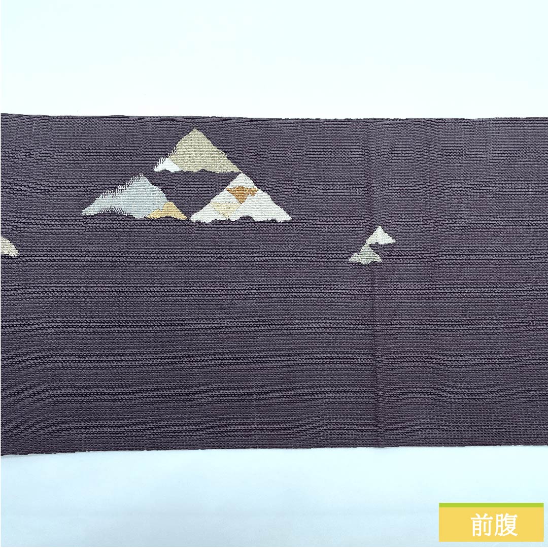 名古屋帯 爪搔き綴れ 井筒屋瀬平 深滅紫色 鱗 帯丈396cm 正絹 Sランク ポイント柄 カジュアル グレー系 1124005822322  松葉仕立て