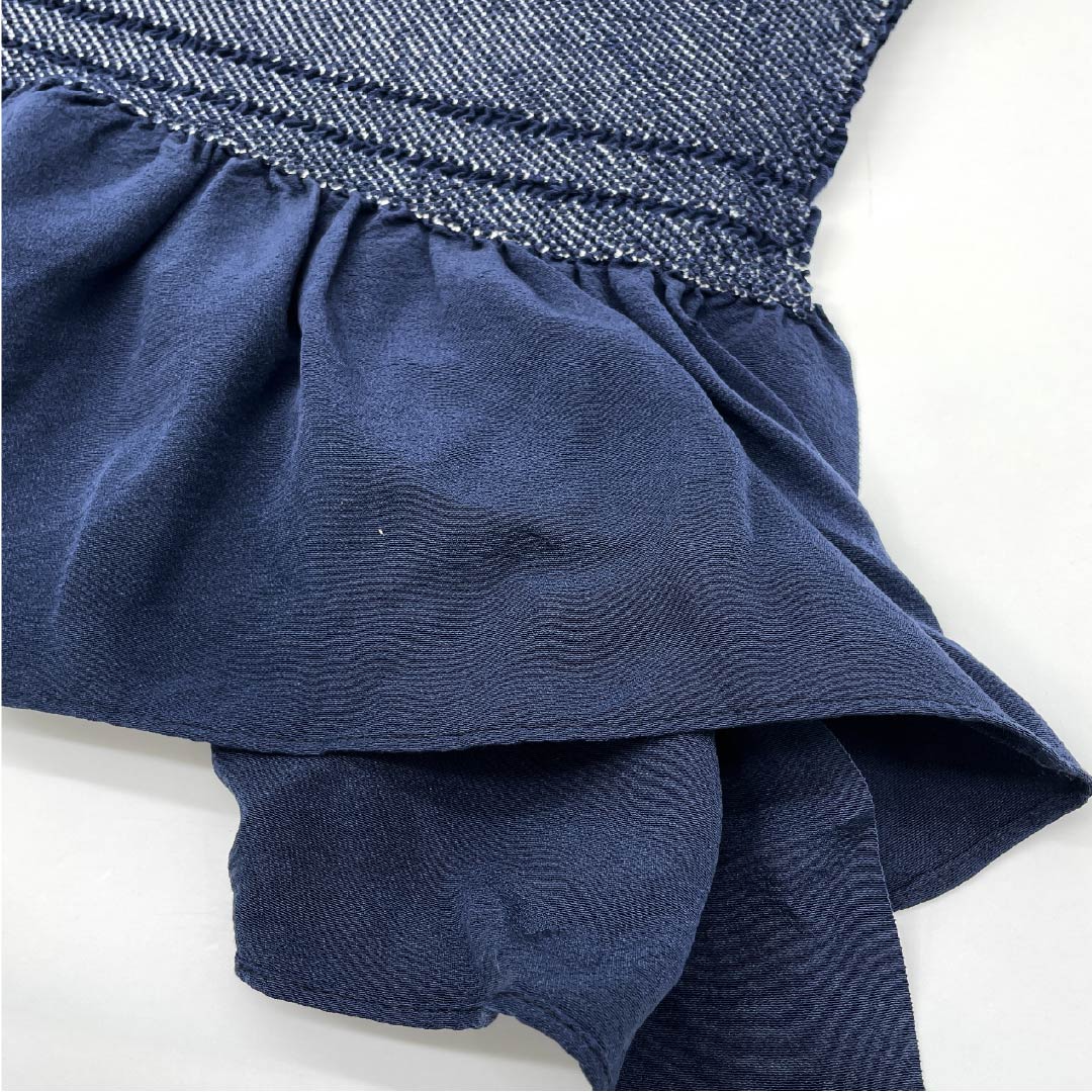 兵児帯 正絹 鉄葡萄色（てつぶどういろ） 総絞り 帯丈364cm 幅40cm Sランク 紺系 1134000342918