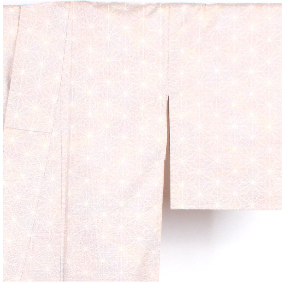 紬 身丈164cm 裄丈61.5cm 鴇鼠色 一斤染色 麻の葉模様 正絹 Aランク 袷 グラデ 1116001773499