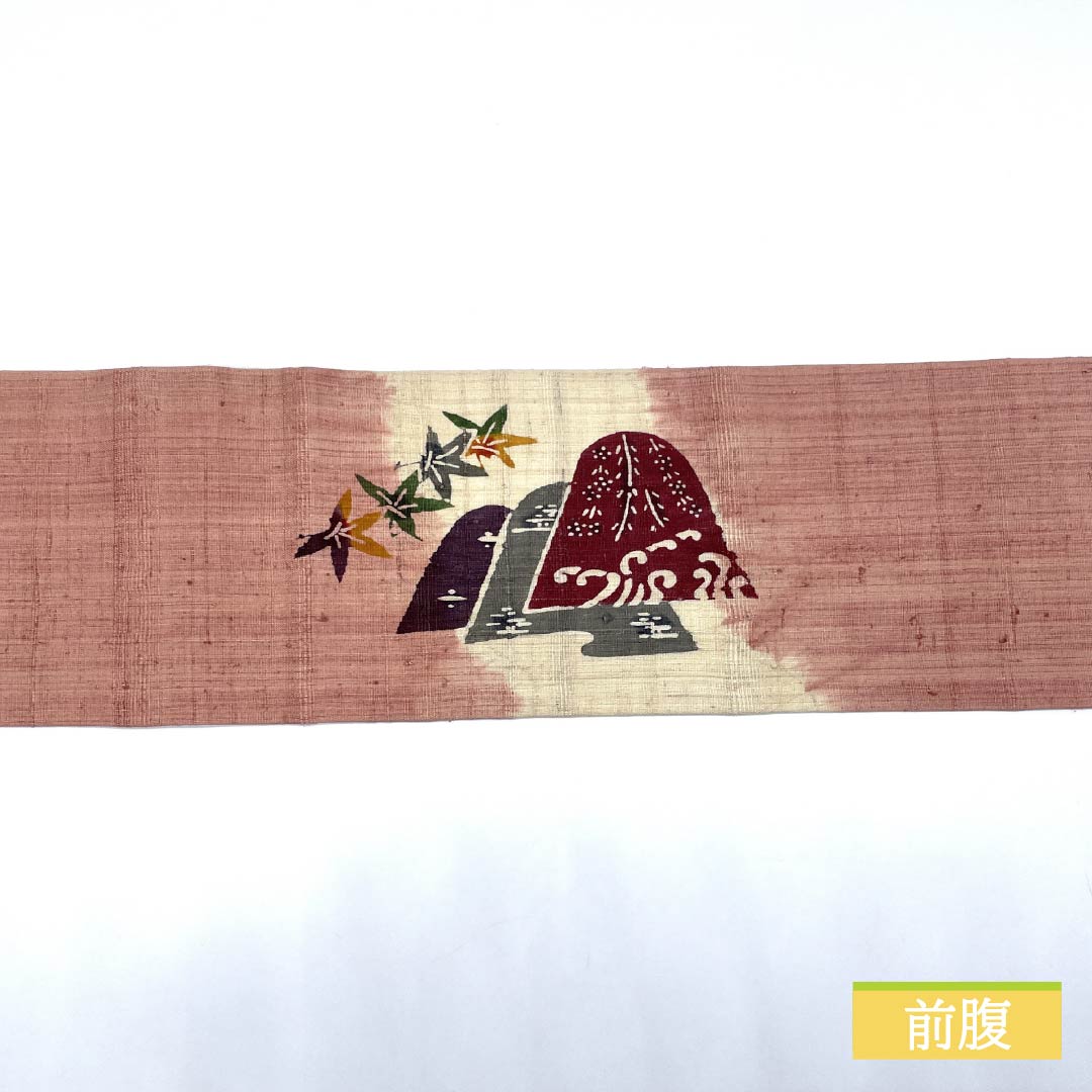 リサイクル着物】名古屋帯 鴇浅葱色（ときあさぎいろ） 型染