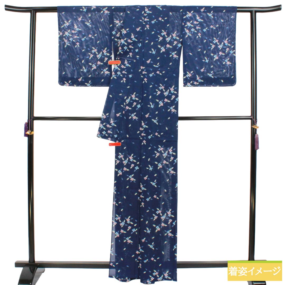 リサイクル着物】夏物 ポリエステル 小紋 Sランク 身丈162.5cm 裄丈