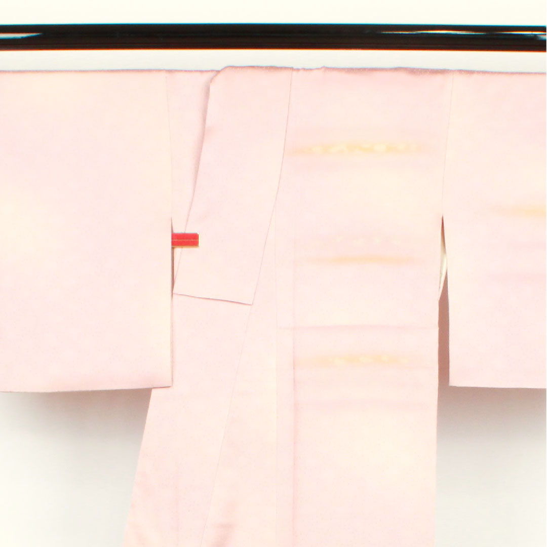 訪問着 袷 身丈157cm 裄丈64cm 退紅色 人間国宝 福田喜重 刺繍 人物模様 正絹 Sランク ピンク系 1112001892313