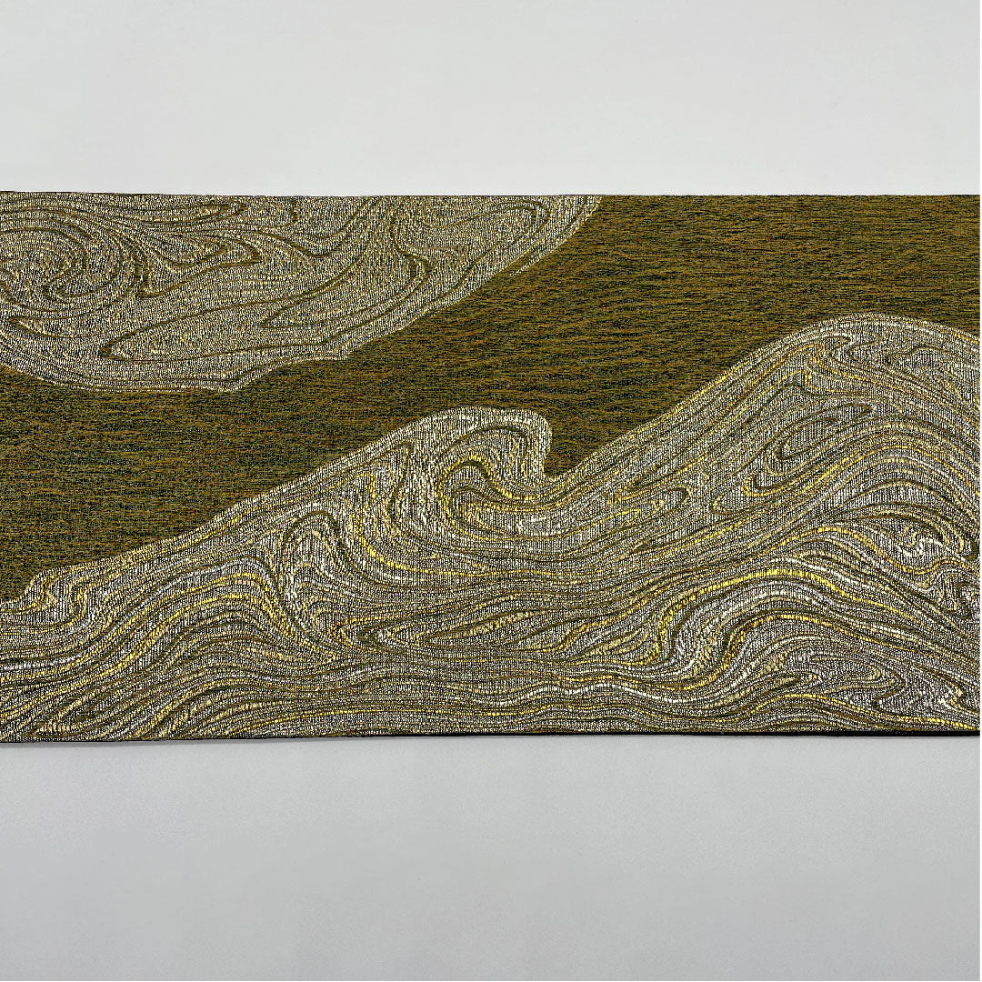 袋帯 グラデーション 流水 帯丈426cm 正絹 Aランク 六通 セミフォーマル 緑系 1123004983319