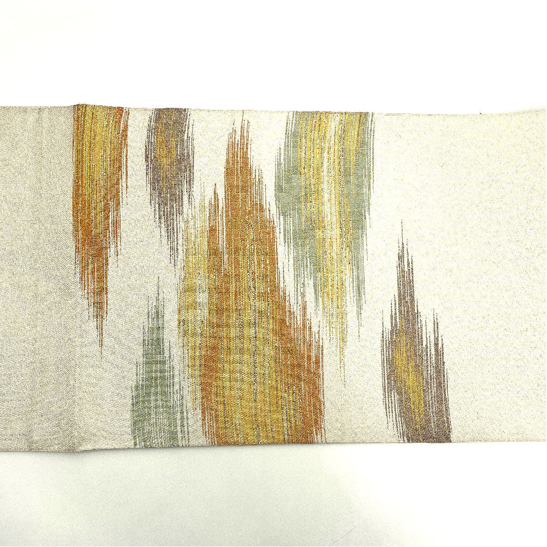 袋帯 砂子綴れ 霞に遠山模様 帯丈424cm 正絹 Sランク ポイント柄 フォーマル 銀系 1123004212322