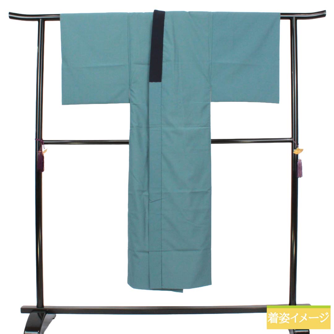 メンズ襦袢 ポリエステル Sランク 身丈143cm 裄丈69cm 藍砥茶色（あいとのちゃいろ） 風景画 単衣 青系 1140000802417