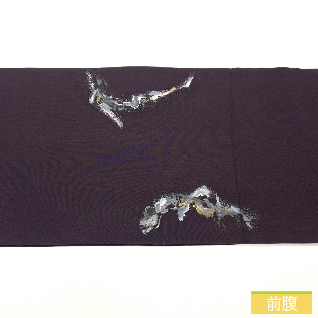 着る伝統【色大島】正絹　モダンでクール　特価　⭐︎セット割引あり⭐︎ ユ8 色無地 縞 紺 フォーマル 正絹色無地「結」 濃紫（お