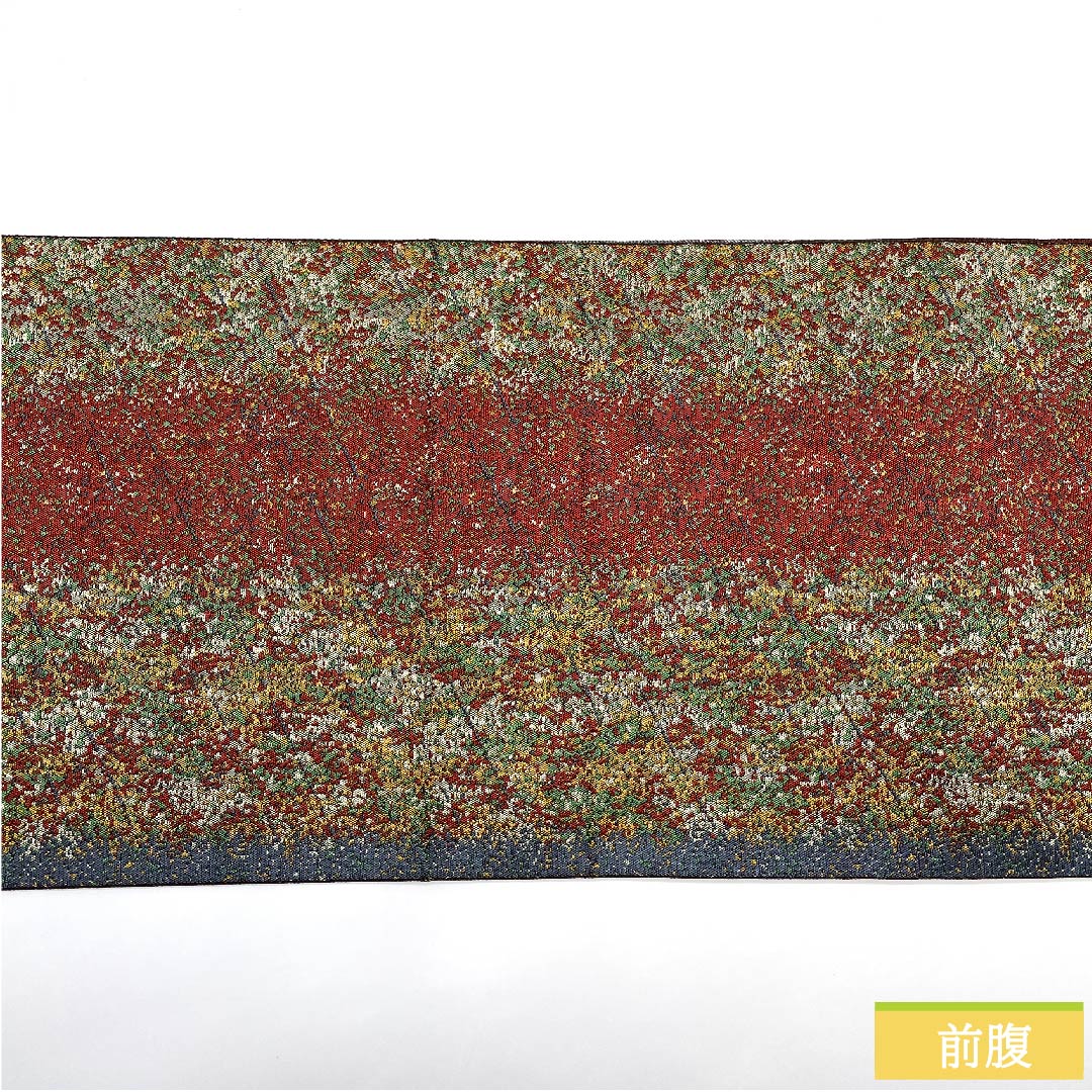名古屋帯 赤銅色 抽象模様 帯丈355cm 正絹 Sランク 全通 カジュアル 茶系 1124005522314  松葉仕立て