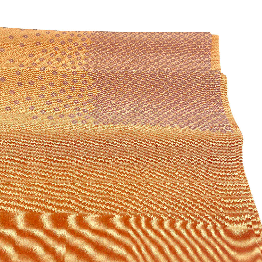 (Like new) Silk Obiage (Sash) - New, Casual, Hisameiro (Faded Scarlet) - Goshima-himo (Hikida) - Classic Pattern - Length: Approx. 180cm, Width: Approx. 29cm, Orange (Product Code: 1136001411926)