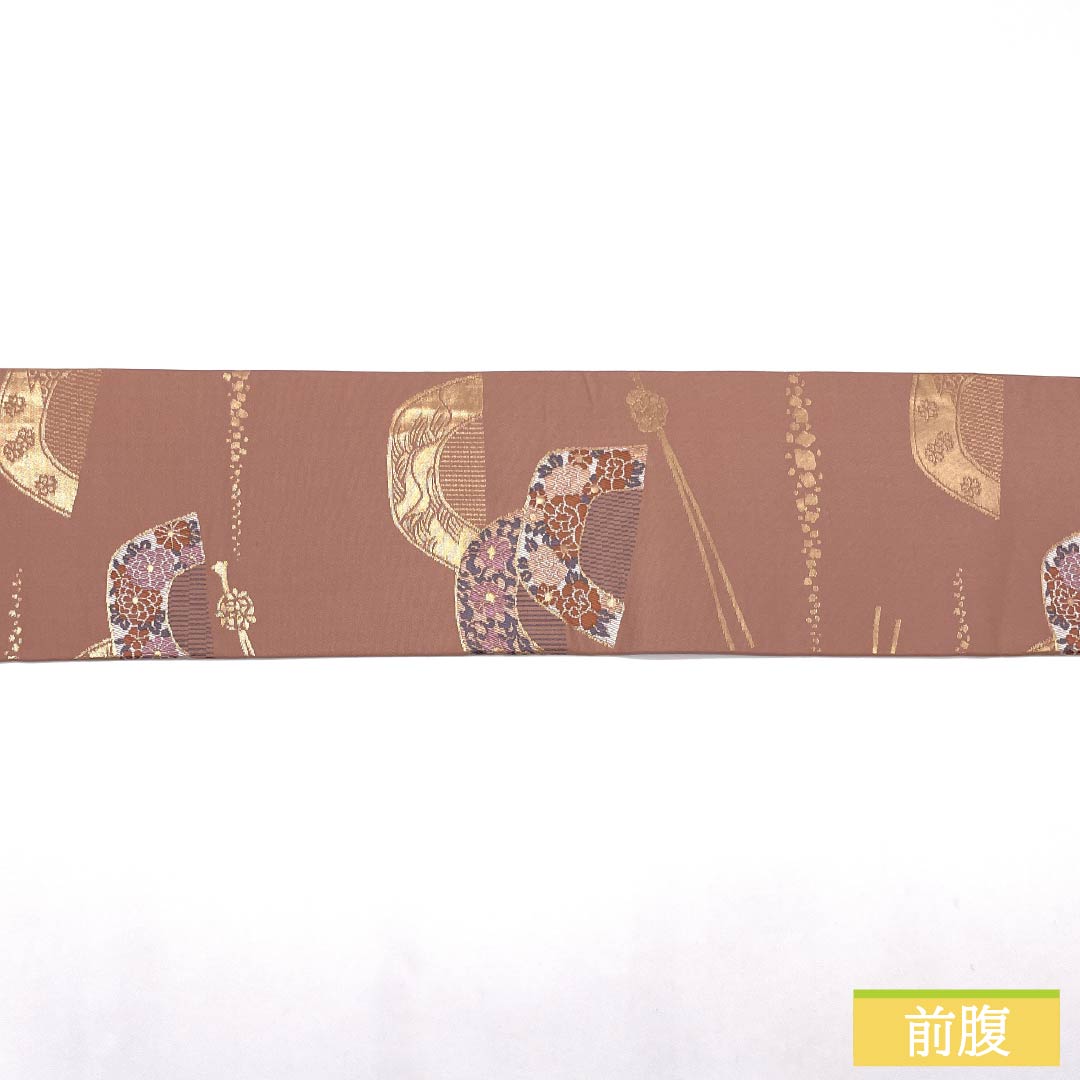 名古屋帯 正絹 Aランク 似桃色（にせももいろ） 櫛 かんざし 帯丈348cm 六通 セミフォーマル ピンク系 1124010693313 名古屋仕立て