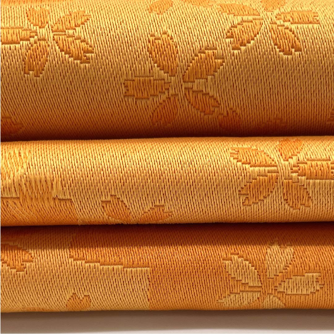 半幅帯 ポリエステル 帯丈348cm 橙色（だいだいいろ） 桜 花柄 リバーシブル 橙系 Aランク 1125001333326