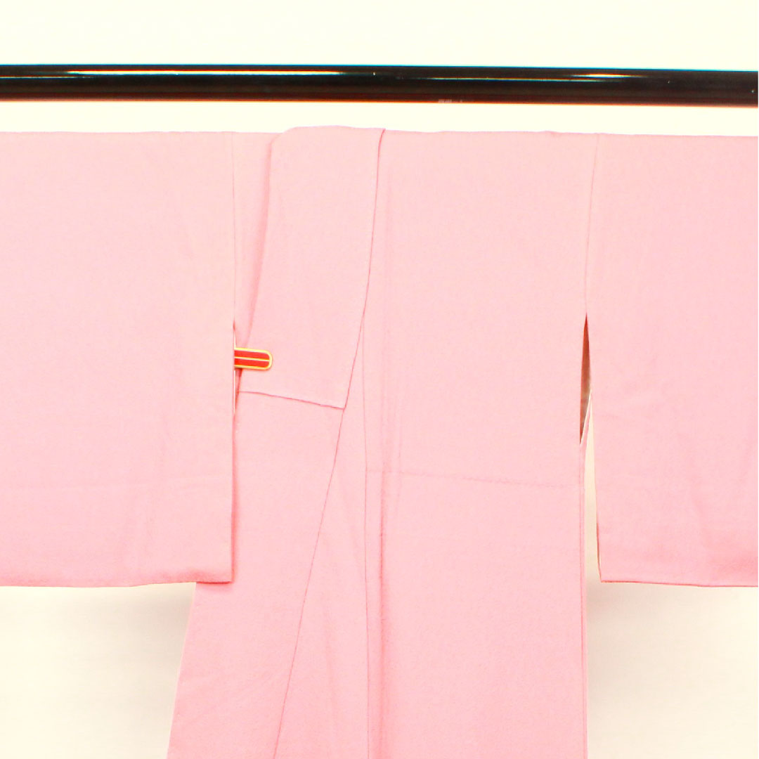 色無地 長春色 菊 八重片喰  身丈153.5cm 裄丈61cm 袷  正絹 Aランク ピンク系 1114000593213