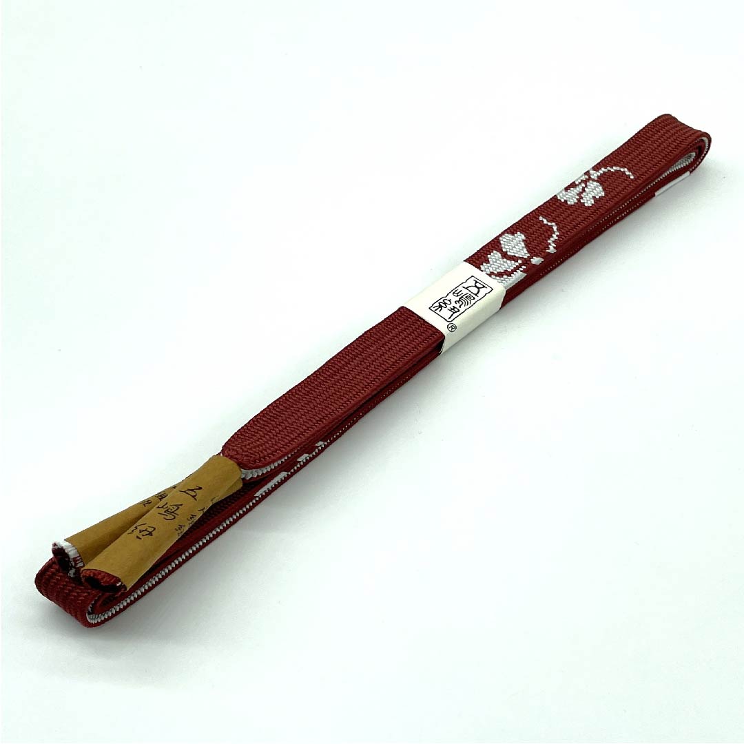 （新古品） 帯締め 正絹 四分紐 弁柄色（べんがらいろ） 五嶋紐 江戸組紐 新古品 長さ約162cm 幅約1.7cm カジュアル Sランク 茶系 1135002962314