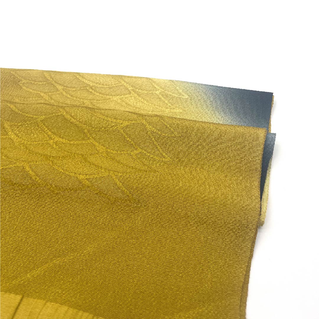 Semi-formal silk obiage (sash sash), S-rank, black and ochre, crepe fabric with a scale pattern, approximately 180cm long and 28.5cm wide, gradient finish. Product number: 1136001992999
