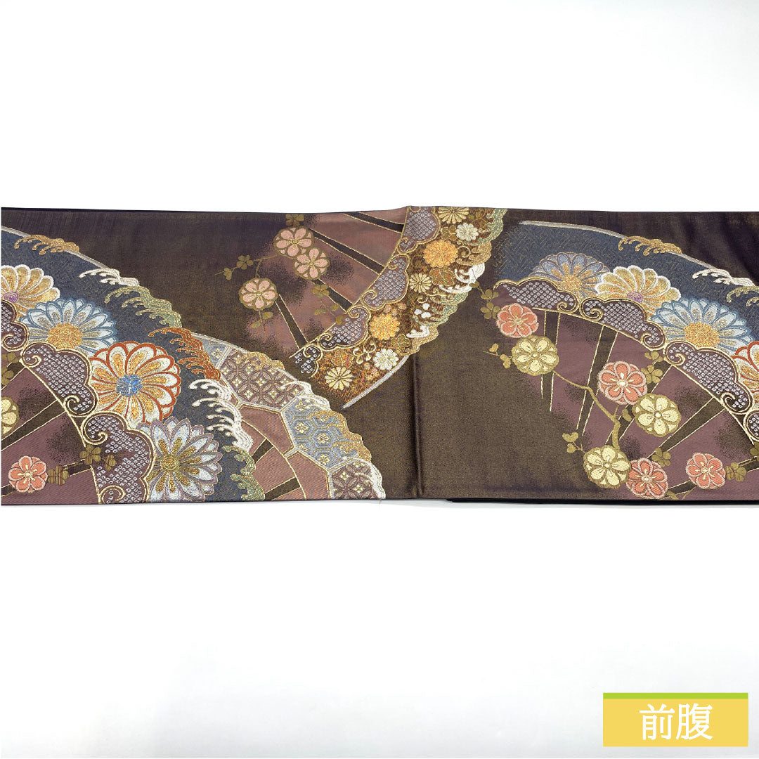 袋帯 正絹 Aランク 深滅紫色（ふかきけしむらさきいろ） 西陣織 吉祥文様 金通し  帯丈416cm 六通 フォーマル 紫系 1123017043320