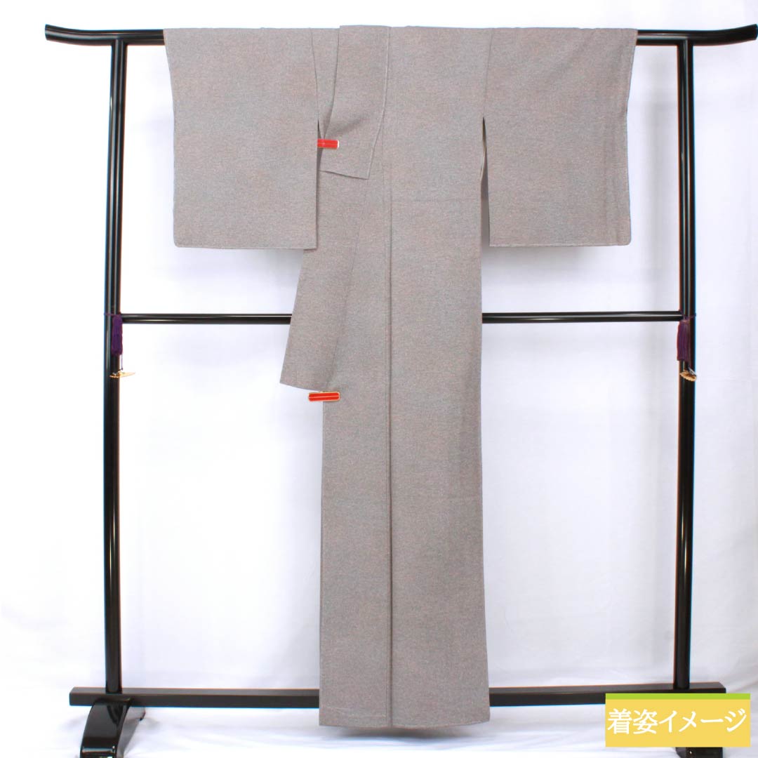 小紋 正絹 身丈160cm 裄丈64.5cm 袷 燻銀色（いぶしぎんいろ） タタキ染 しつけ糸付き Sランク グレー系 1115005842422