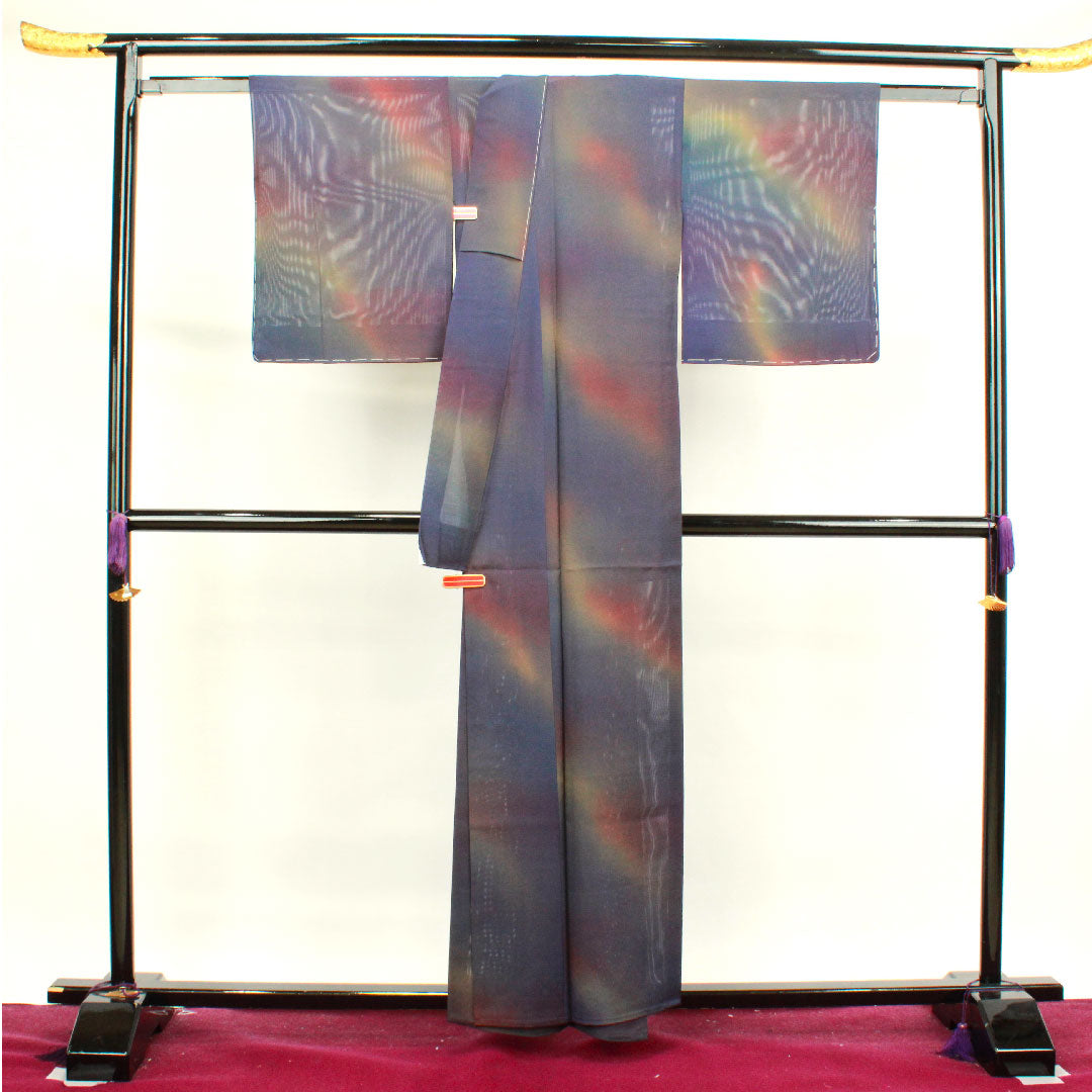 夏物 正絹 色無地 身丈158cm 裄丈64.5cm  ボカシ模様 しつけ糸付き 未使用品 絽 Sランク グラデーション系 1132000632399
