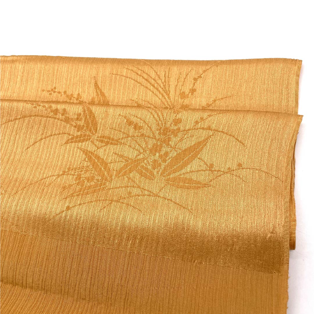 Obiage, pure silk, S rank, semi-formal, Konoe persimmon color, floral design, length approx. 171cm, width approx. 24.5cm, orange系, 1136002402926