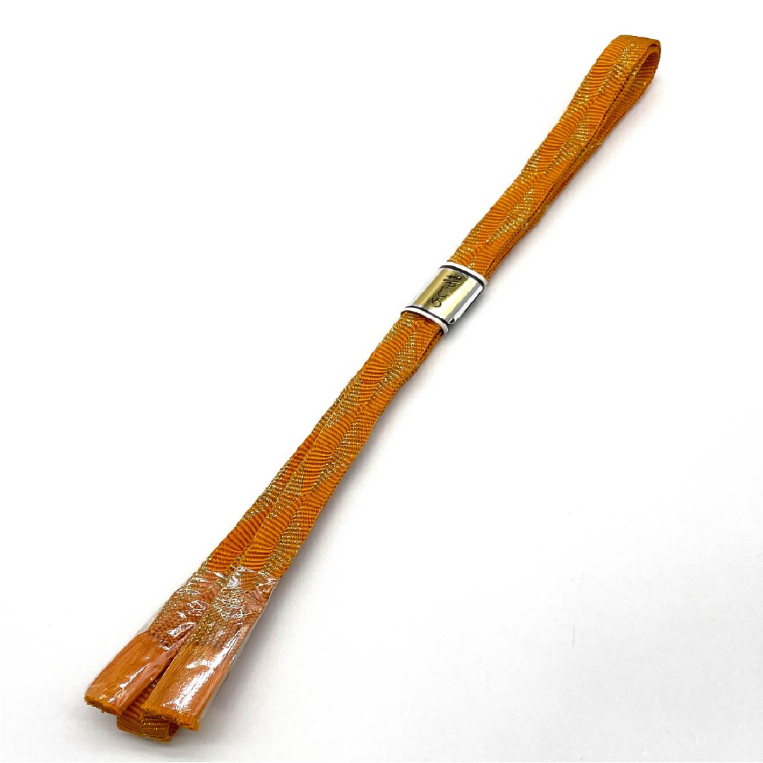 （新古品） 帯締め 正絹  橙色（だいだいいろ） 幅広め 長さ約162cm 幅約1.7cm フォーマル NEWランク 橙系 1135003411326