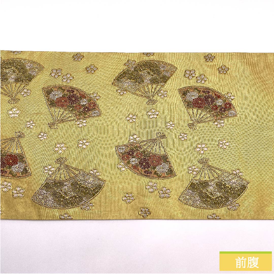 袋帯 金色 吉祥文様 熨斗 花模様 加納幸 帯丈432cm 正絹 Sランク 六通 フォーマル 金系 1123009792321