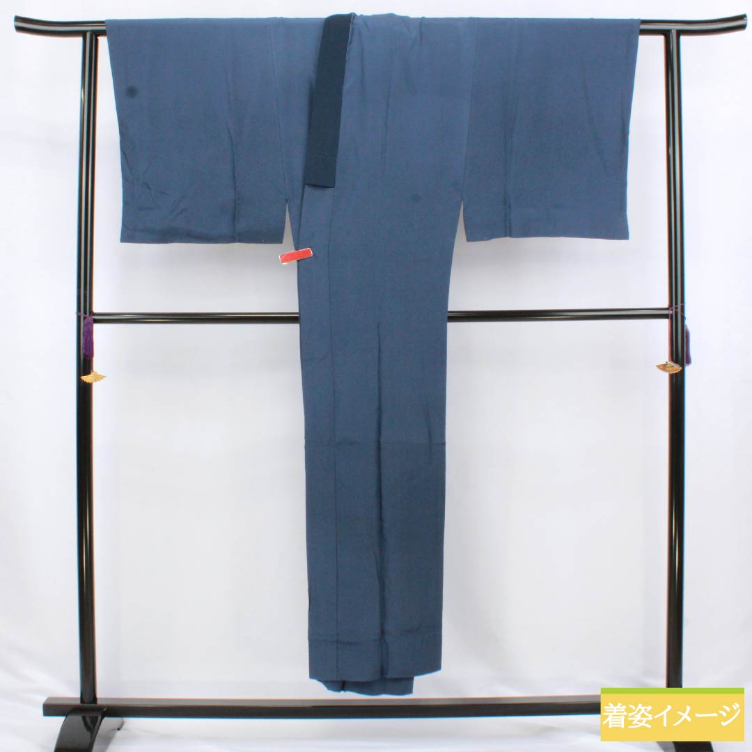 Men's Nagajuban (long under-kimono), pure silk, S-rank, length 145cm, sleeve length 74.5cm, navy wisteria color with dragon motif, lined, blue-based, product number 1140000662417