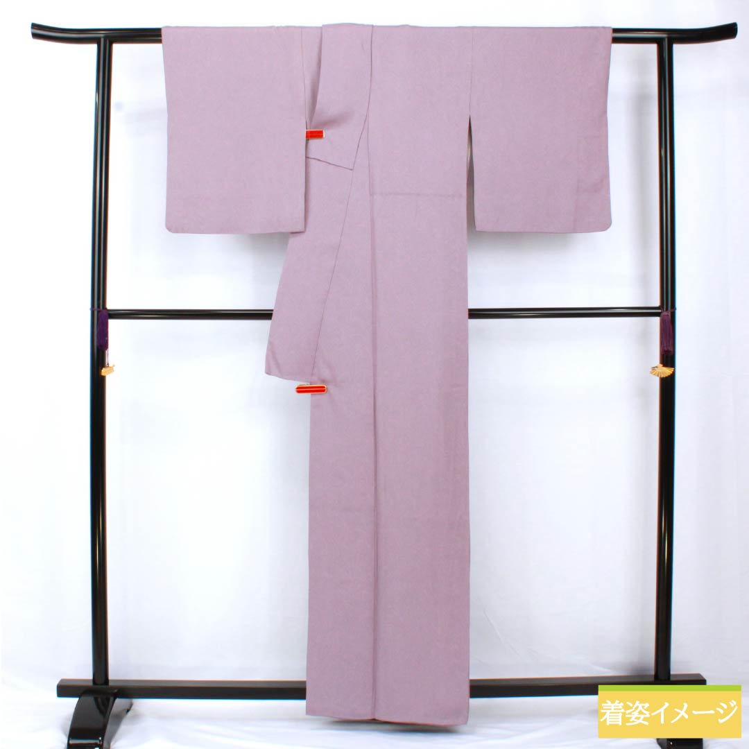 小紋 正絹 身丈160.5cm 裄丈64cm 袷 薄紫色（うすむらさきいろ） 墨流し染 Aランク 紫系 1115005523420
