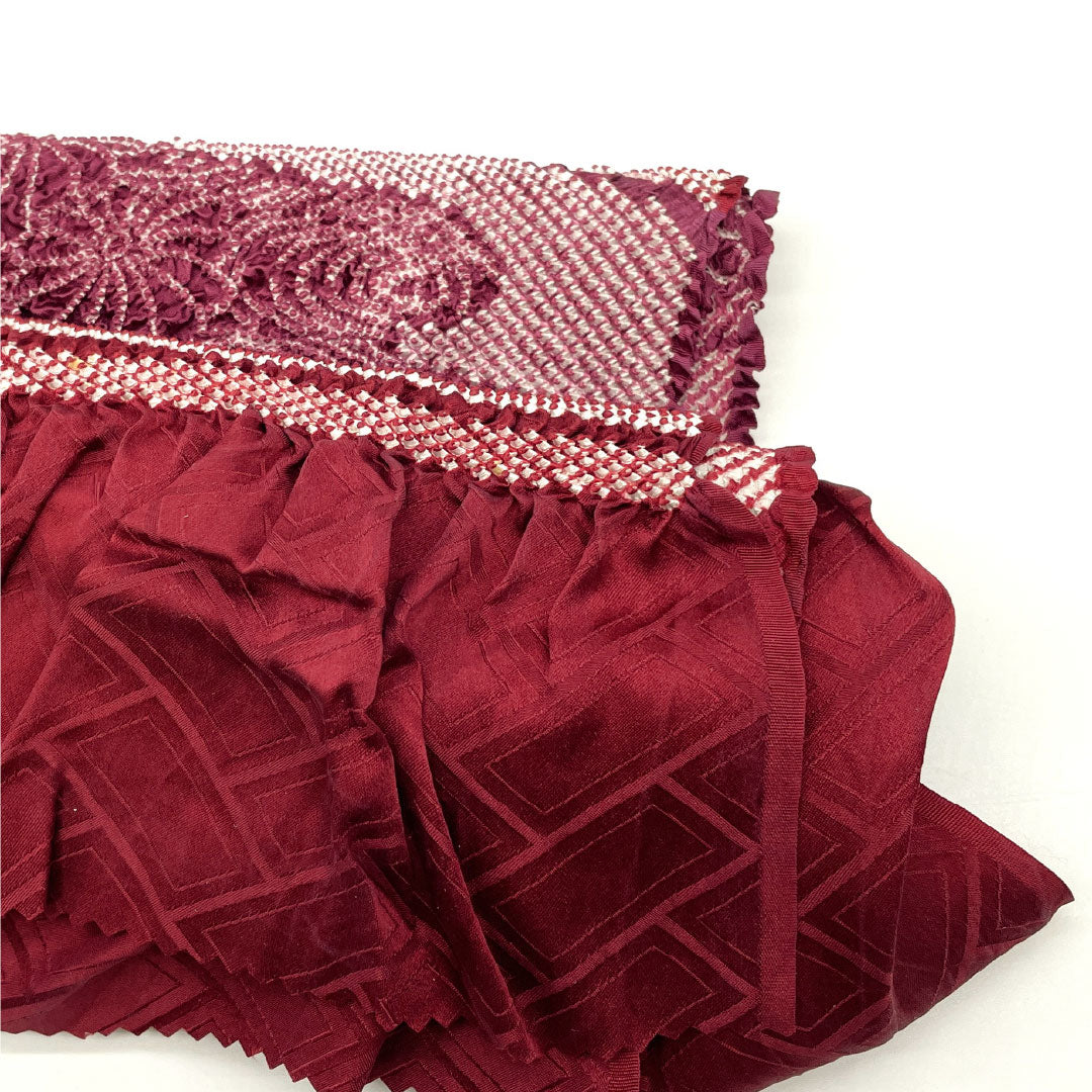 （新古品） 帯締め・帯揚げセット 正絹 Aランク 赤紫色（あかむらさきいろ） 絞り 京友禅 振袖用 長さ約160cm 幅約1cm セミフォーマル 紫系 1141000513320