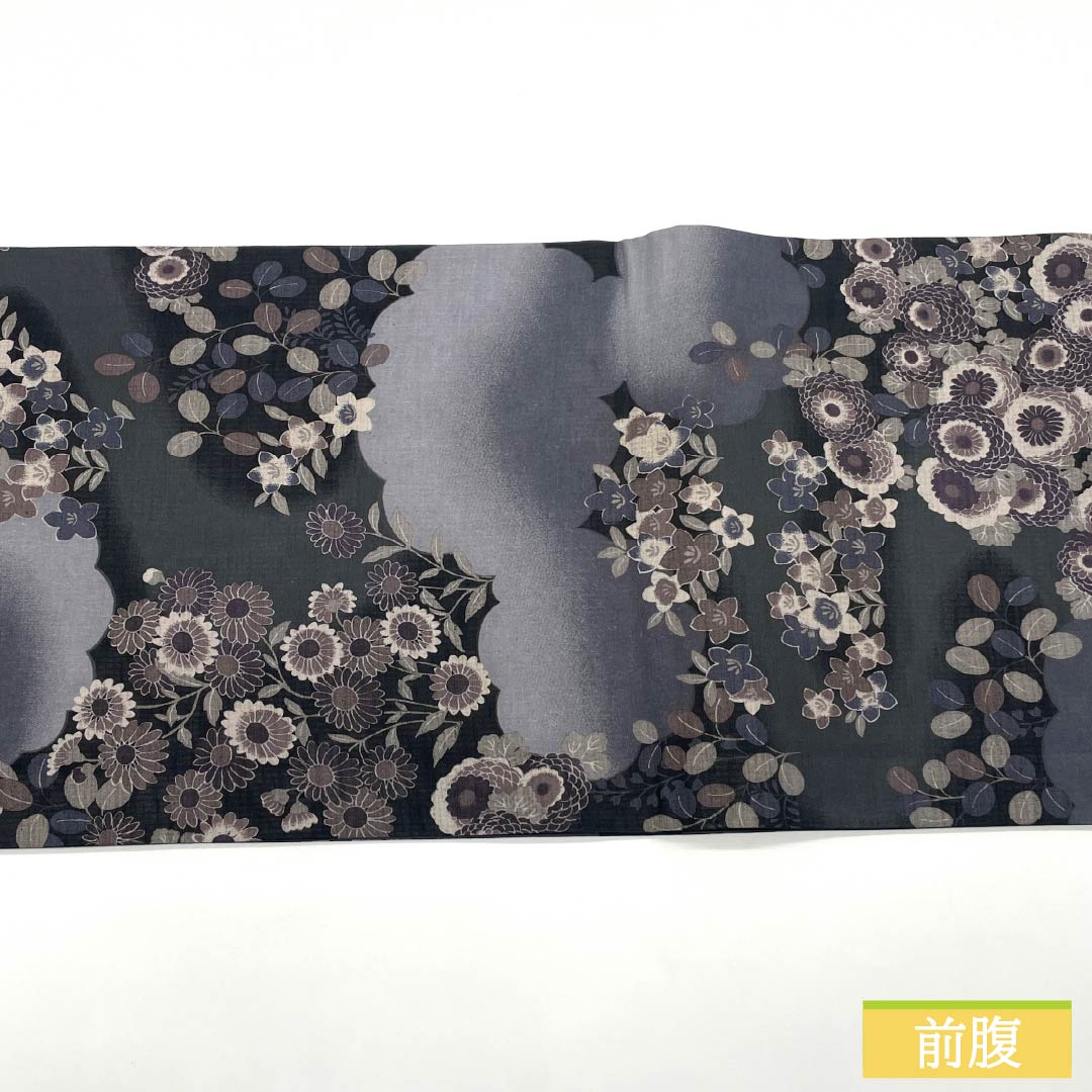 （京袋帯）名古屋帯 ポリエステル Aランク 京袋帯 染め帯 リバーシブル 雲取り 帯丈378cm 全通 カジュアル グラデーション系 1124011003399 開き仕立て