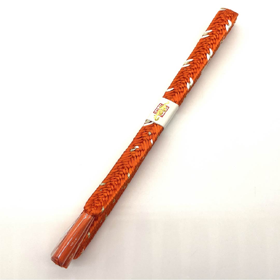 リサイクル着物】（新古品） 帯締め 正絹 四分紐 赤橙色（あかだいだい