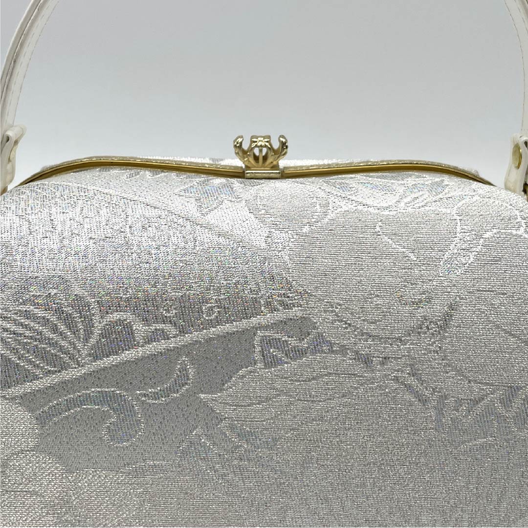 （新古品）草履バッグセット フォーマル NEWランク 草花模様 低反発草履 Laソール 帯地 Lサイズ 銀系 1133000401422