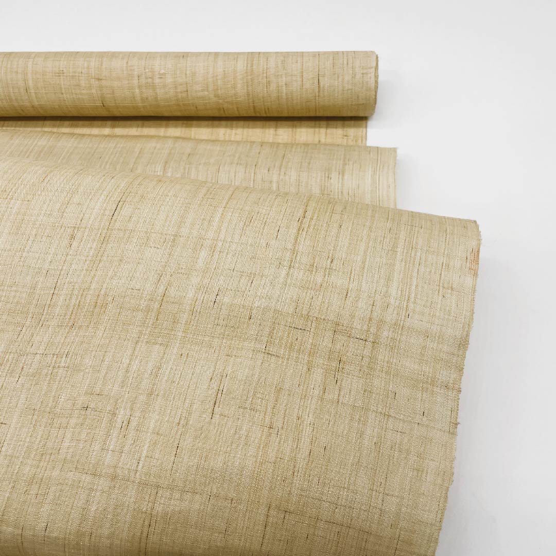 （未仕立）名古屋帯 東京白茶色（とうきょうしらちゃいろ） 夏帯 作家物 反物 帯丈452cm 麻 Sランク ポイント柄 カジュアル ベージュ系 1124008832425