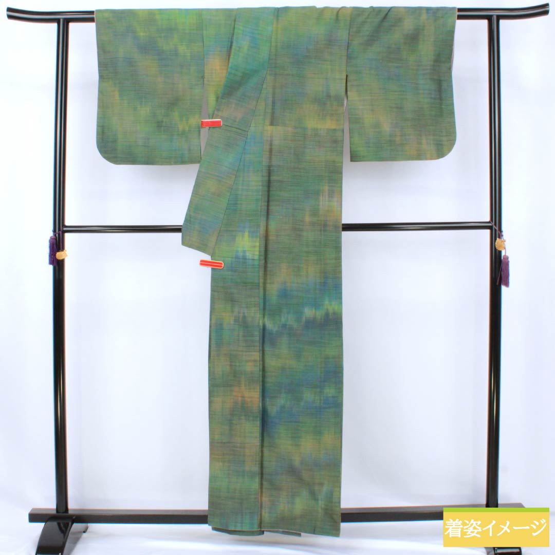 紬 正絹 Aランク 身丈159cm 裄丈64cm ぼかし織 袷 グラデーション系 1116004723399