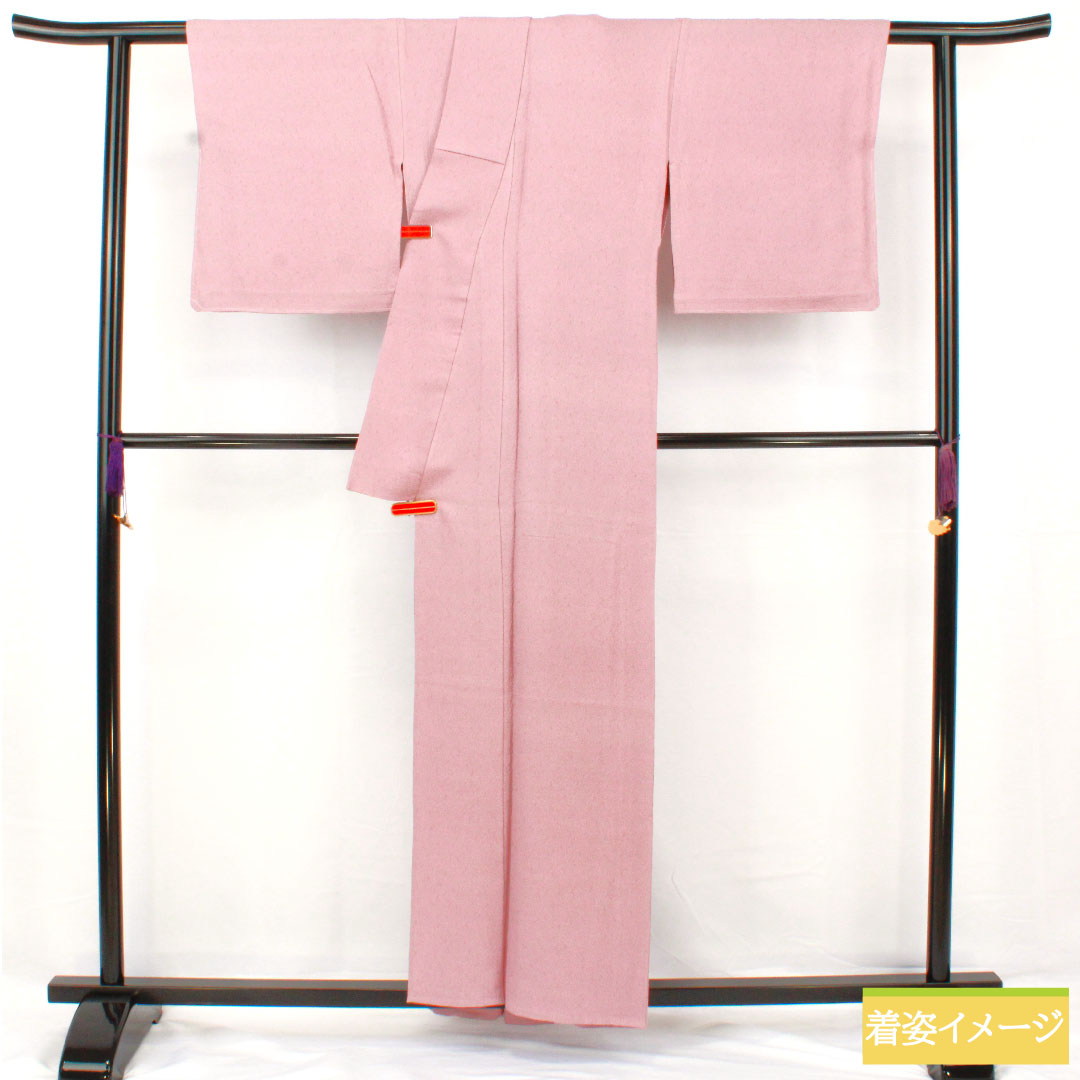 色無地 正絹 身丈158cm 裄丈66cm 淡紅藤色（うすべにふじいろ） 一つ紋 五三桐 単衣 Sランク 紫系 1114001602320