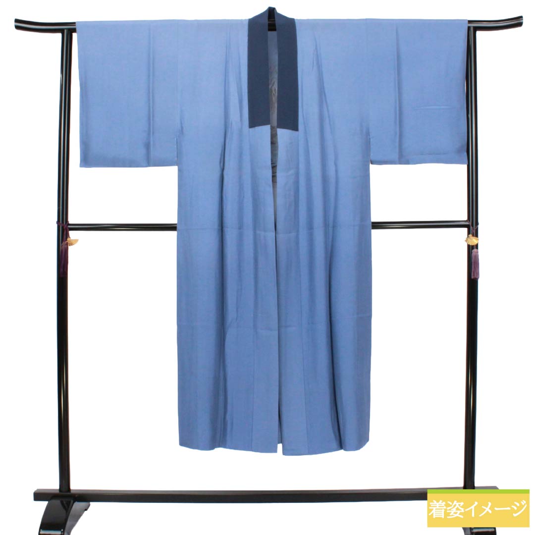 メンズ襦袢 正絹 Sランク 身丈140cm 裄丈66.5cm 薄花色（うすはないろ） 風景画 単衣 青系 1140001002417